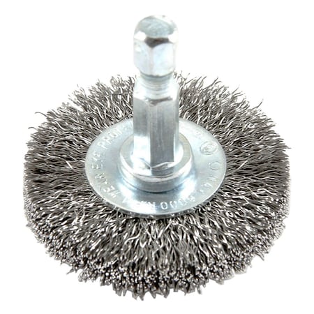 Forney Wire Wheel, Crimped, 1-1/2 in x .008 in x 1/4 in Hex Shank 72726